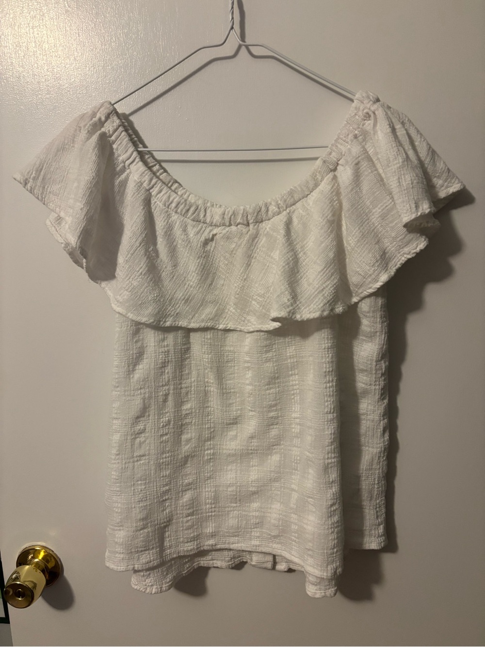 Soft Girl Cottagecore EuroSummer Off-Shoulder White Button-Front Women’s Top - Picture 3 of 3